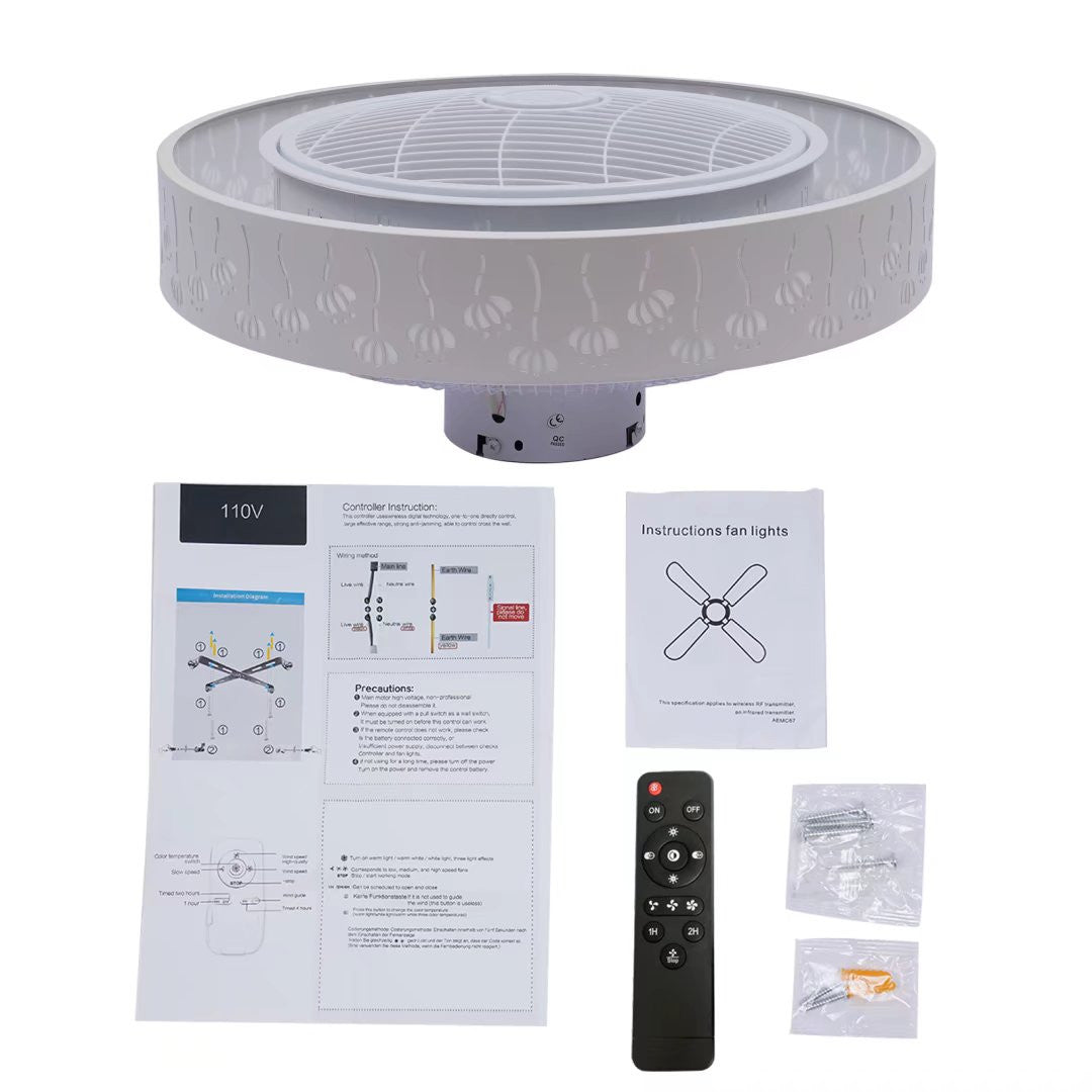 Modern Ceiling Fan and Light With Flower Details By Homeroots
