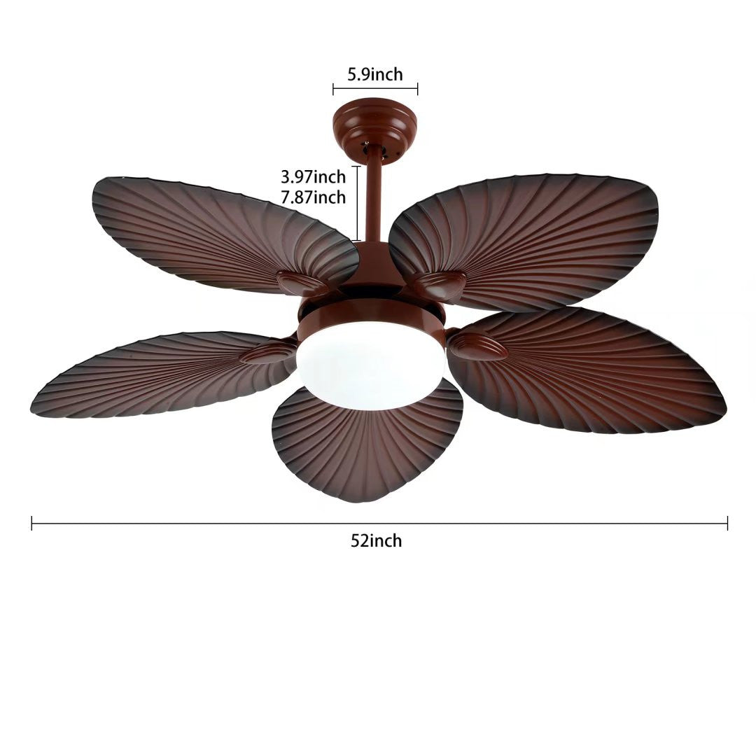 Brown Tropical Palm Metal Ceiling Lamp And Fan By Homeroots