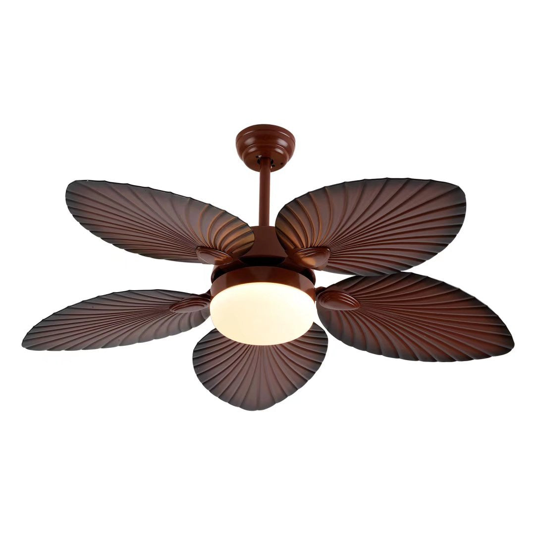 Brown Tropical Palm Metal Ceiling Lamp And Fan By Homeroots