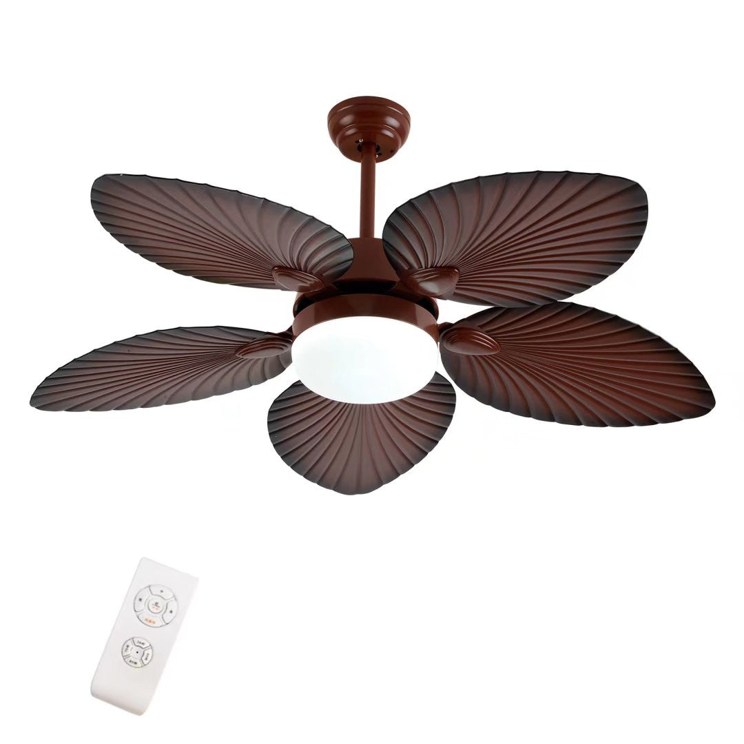 Brown Tropical Palm Metal Ceiling Lamp And Fan By Homeroots