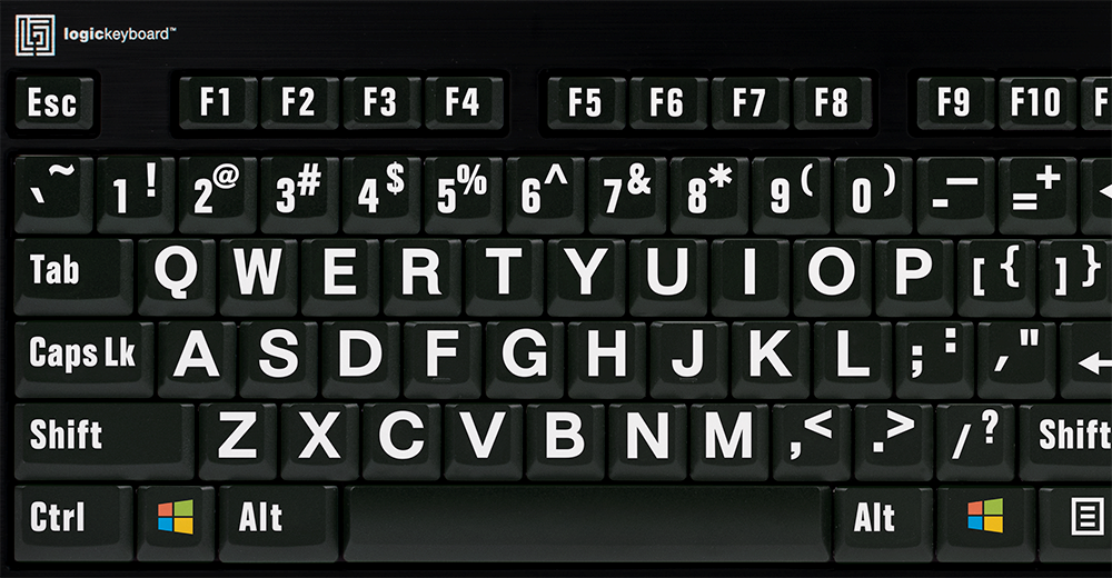 LogicKeyboard LargePrint White on Black PC Nero Slim Line LKBU-LPWB-BJPU-US